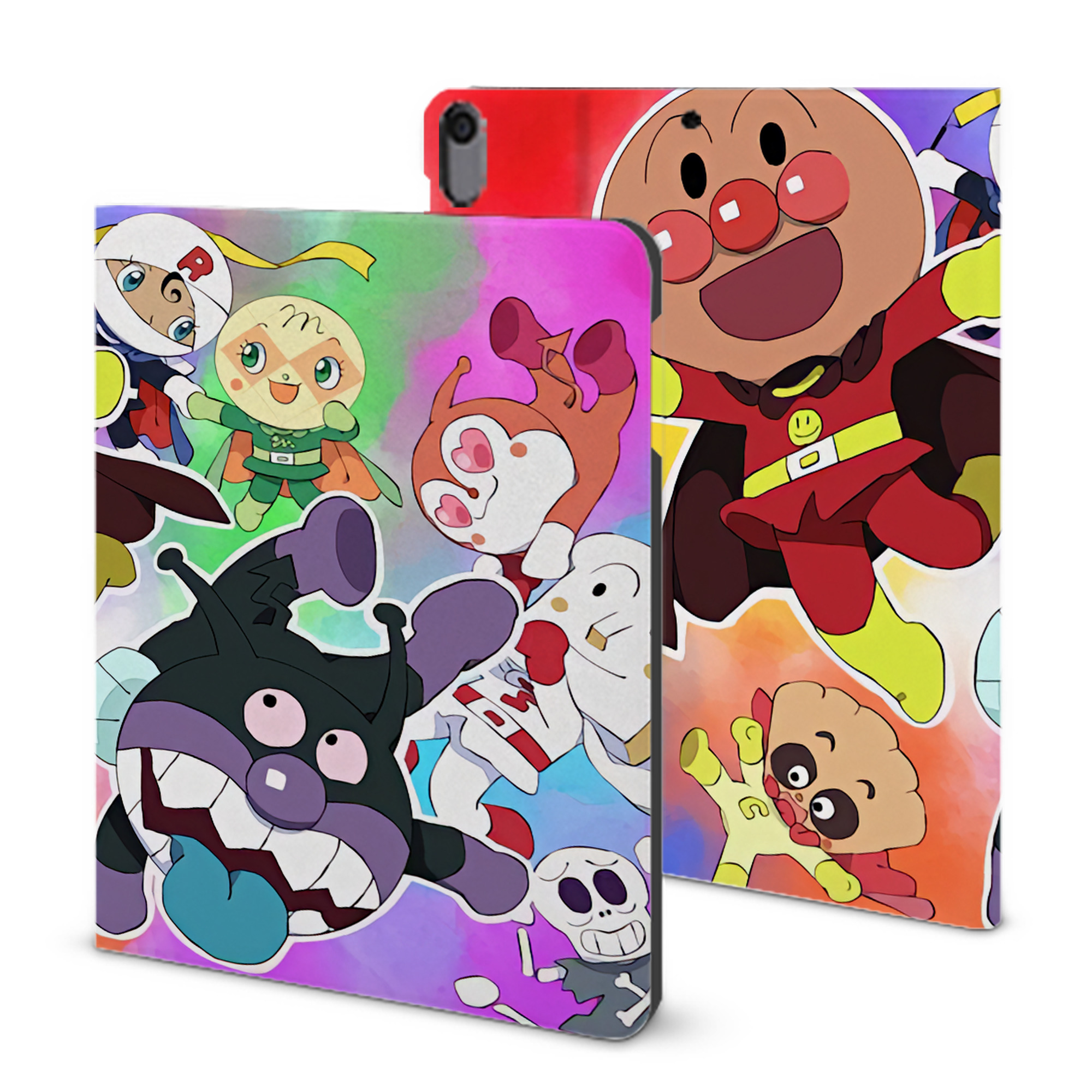 （画像用） アンパンマン Anpanman IPad ケース ブック型 PUレザー TPU 耐衝撃 軽量 薄型 ペン収納なし 全面保護 IPad 各モデル対応